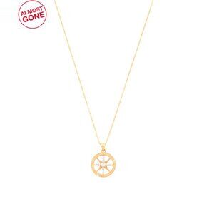 I. REISS Gold/Diamond Made In Israel 14kt Gold Diamond Compass Necklace
